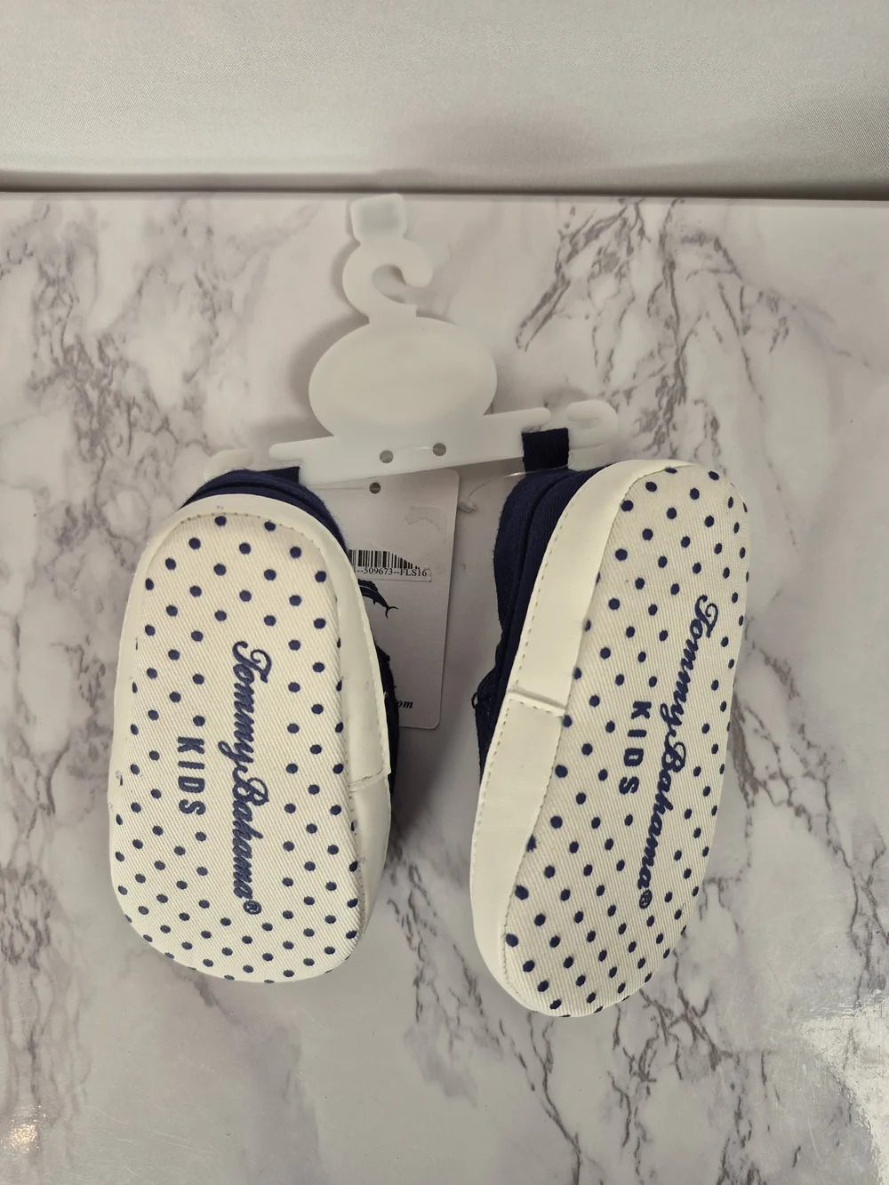 Tommy Bahama Navy Canvas Baby Shoes with Anchor Detail Size 6 To 12 Months